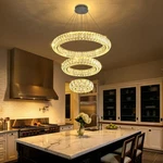 3 Ring Modern Crystal Chandelier Dimmable Pendant Light Round High. Fixed Price $364.99.