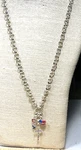 Davinci Necklace Silver Patriotic Red White Blue Rhinestone Pendant Lot 97C. Fixed Price $10.00.