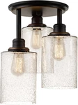 65904 3-LIGHT Bronze Semi-flush Mount Ceiling Fixture With Seeded Glass. Fixed Price $123.99.