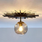 Small Black Flush Mount Ceiling Light With Glass Globe Sputnik Starburst Chandel. Fixed Price $63.66.