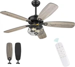 Rustic 52" Farmhouse Ceiling Fan With Lights & Remote Control, Matte Black. Fixed Price $216.99.