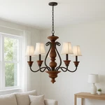 World Imports Elysia 5-LIGHT Elegant White Fabric Shade Antiqued Gold Chandelier. Fixed Price $130.83.