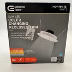 Commercial Electric 6" Ultra Slim Led Color Changing Glared Control Recessed Kit. Fixed Price $9.43.