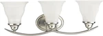 Progress Trinity 3-LIGHT Bath Fixture P3192-09 Brushed Nickel Glass Shades, Nib. Fixed Price $75.00.