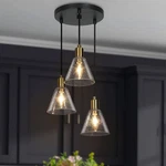 Uolfin Transitional Kitchen Island Cluster 3-LIGHT Black Brass Pendant. Fixed Price $129.99.