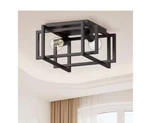 Yansun 11.5" 2-LIGHT Matte Black Square Frame Flush Mount Ceiling Fixture. Fixed Price $30.00.