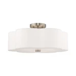 Livex Chelsea 3 Light Ceiling Mount, Brushed Nickel 52154-91. Fixed Price $271.96.