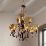 Oil-rubbed Bronze Chandelier 31" Traditional Toffee Glass Shade For Dining Room. Fixed Price $1531.20.