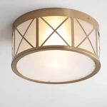 Pagoda 13" Drum Metal/glass Flush Mount Brass Gold By Jonathan. Fixed Price $174.17.