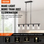 Vevor 5-LIGHT Kitchen Island Pendant Lights 60W Adjustable Dining Room E26. Fixed Price $66.64.