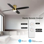 44" Ultra Quiet Flush Mount Ceiling Fan With Remote, 6-SPEED, Brass Finish. Fixed Price $271.36.