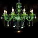 8 Lights Green K9 Crystal Candle Chandeliers Lighting Modern Pendant. Fixed Price $399.99.