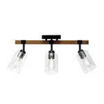 Austin 3 Light Track Bar Modern Farmhouse Faux Wood And Clear Glass Shades. Fixed Price $151.29.