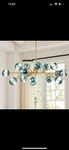 Rrtyo Higginsville 15-LIGHT Gold Sputnik Sphere Linear Chandelier W/ Blue Glass. Fixed Price $249.99.