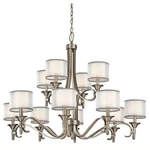 Kichler Lacey Chandelier 12LT, Antq Pewter, Wht Organaza, Etch - 42383AP. Fixed Price $2099.99.