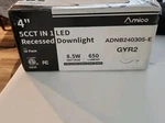 Amico 4" 5CCT In Led Recessed Downlight 12 Pack 8.5W 650 Lumens Adjustable.... Fixed Price $38.50.