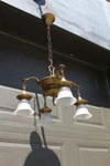 Antique Art Deco Nouveau Brass Pan Ceiling Light Fixture 4 Arms Good Quality. Fixed Price $450.00.
