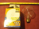 (2046.) Bath & Vanity Lamp G25 Globe. 25W Incandescent Clear. Fixed Price $12.92.