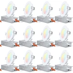 12-PACK 4 Inch Led Recessed Lighting With J-box, 2700K-5000K Selectable. Fixed Price $99.99.