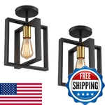 Ihengyanlt 2 Pack Semi Flush Mount Ceiling Light,black Metal Frame. Fixed Price $67.73.