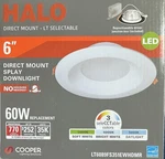 Halo 6" Direct Mount Led Downlight, Dimmable, Color, 770 Lumens, LT6089FS351E. Fixed Price $13.00.