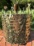 Uttermost Alita Champagne Buffet Lamp Shade Brutalist Metal W/fabric Liner. Fixed Price $50.00.