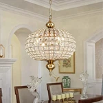16.5"4-LIGHT Round Crystal Pendant Antique Globe Chandelier Adjustable Hei. Fixed Price $130.00.