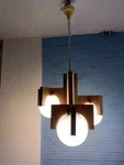Mid Century Sputnik Cubist Pendant Space Age Lamp Atomic Wooden Design Light. Fixed Price $376.46.
