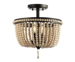 Jonathan Y Allie 14 In. Wood Beaded/metal Led Flush Mount, Black /-light Taupe. Fixed Price $72.50.