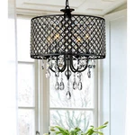 Antique Black 4-LIGHT Round Crystal Chandelier Adds Contemporary Elegance. Fixed Price $190.00.