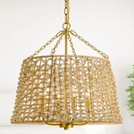 20" Rattan Chandelier For Dining Room 4-LIGHT,HAND-WOVEN Boho Chandeli.... Fixed Price $320.88.