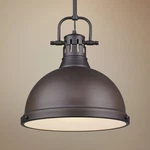 Golden Lighting Duncan 14" Wide Rubbed Bronze Dome Pendant. Fixed Price $189.99.