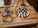 Mackenzie-childs Courtly Check Fluted Pendant Light. Fixed Price $199.99.