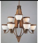 Triarch 29024 Bombay 9-LIGHT Bamboo Wicker Chandelier 34" Diameter 40" High New. Fixed Price $469.99.