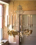 Huge Rustic Style Non Electric Candelabra Chandelier With Crystal Accents. Fixed Price $1154.20.
