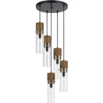 Cal Lighting & Accessories FX-3583-5 Spheroid Pendant Black And Wood. Fixed Price $845.00.