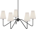 30" 5-ARM Classic Black Chandelier With White Shades For Dining & Living Rooms. Fixed Price $199.99.