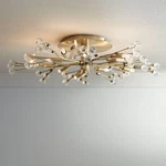 Ceiling Light Semi Flush Mount Fixture Led Brass 27 1/2" Crystal Bedroom. Fixed Price $349.99.