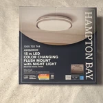 Hampton Bay Ashburrow 15IN Led Color Changing Dimmable Flush Mount Night Light. Fixed Price $50.00.