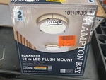 Hampton Bay Flaxmere 12 In. Black Selectable Led Flush Mount Ceiling Light Pk. Fixed Price $35.00.