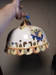 Antique Chandelier Ceramic Pottery Hanging Light. Fixed Price $100.00.