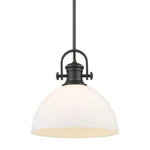 Hines 1-LIGHT Rubbed Bronze With Opal Glass Pendant By Golden LIGHTINGER2437. Fixed Price $112.20.