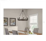 Hampton Bay Wynnewood 8-LIGHT Black & Faux Wagon Wheel Chandelier Fixture. Fixed Price $78.98.