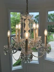 Crystorama Chandelier With 8 Lights, Crystal Accents, Polished Brass Finish. Fixed Price $1000.00.
