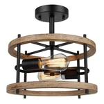 Lakumu 2-LIGHT Retro Semi Flush Mount Ceiling 12.8" (1-PACK), Oak. Fixed Price $85.65.