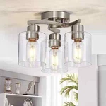 Eatich Semi Flush Mount Ceiling Light, Brushed Nickel Fixture, .... Fixed Price $69.97.