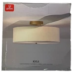 Globe Electric Kyle 15.9" 2-LIGHT Semi-flush Mount Matte Brass W/ White Linen. Fixed Price $47.69.
