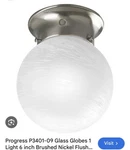 Progress Lighting P3401-09 Glass Globe 1-LIGHT 6" Brushed Nickel Flush Mount. Fixed Price $15.00.