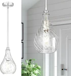 Mini Pendant Light Brushed Nickel Clear Striped Glass 6.3" Diam Farmhouse New. Fixed Price $31.96.
