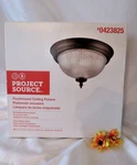 Project Source Oil-rubbed Bronze Finish Flush Mount Ceiling Fixture 11"X 11"NEW. Fixed Price $21.70.